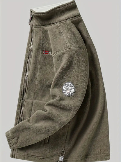 Men's Fleece Jacket with Full-Zip and Stand Collar