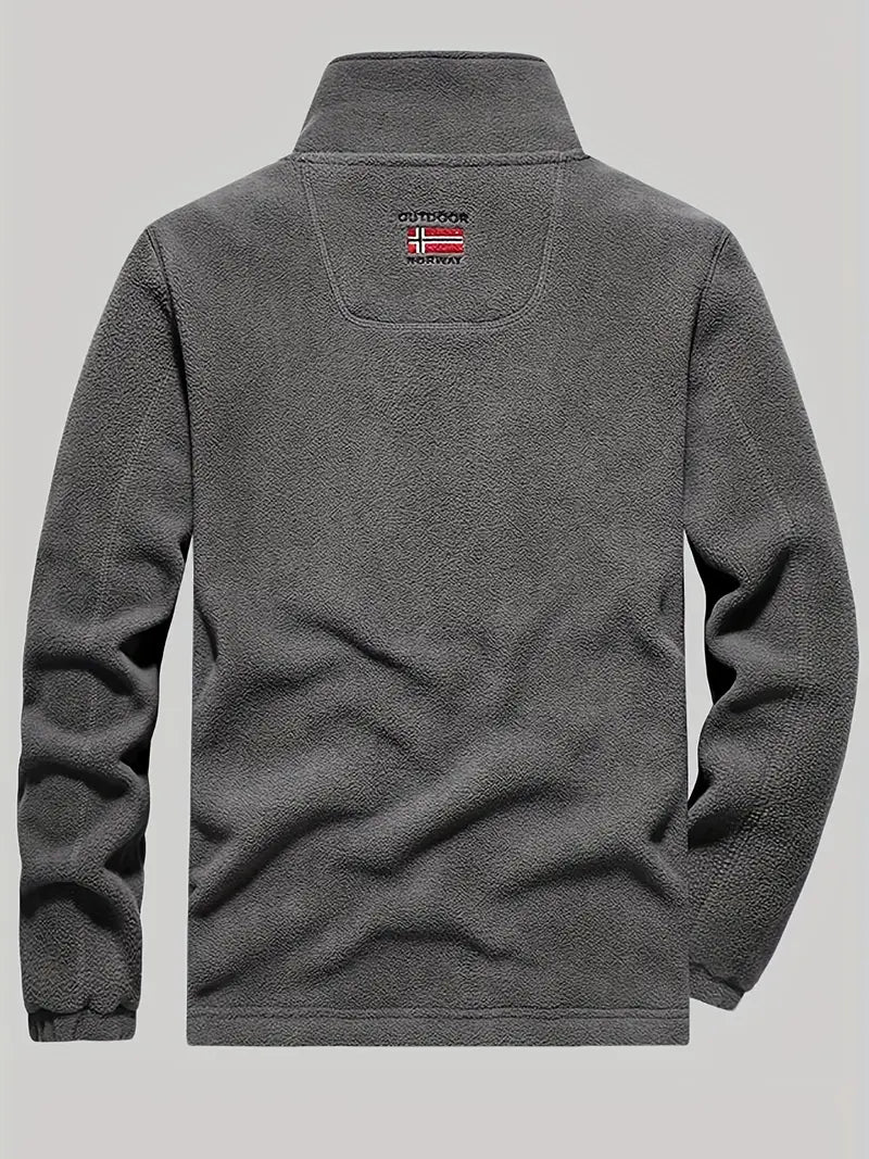 Men's Fleece Jacket with Full-Zip and Stand Collar