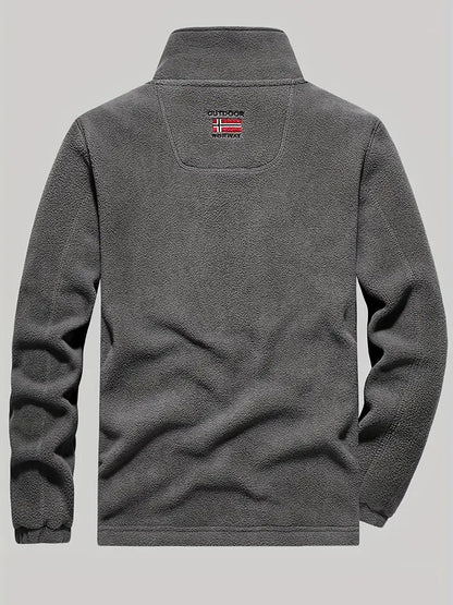 Men's Fleece Jacket with Full-Zip and Stand Collar