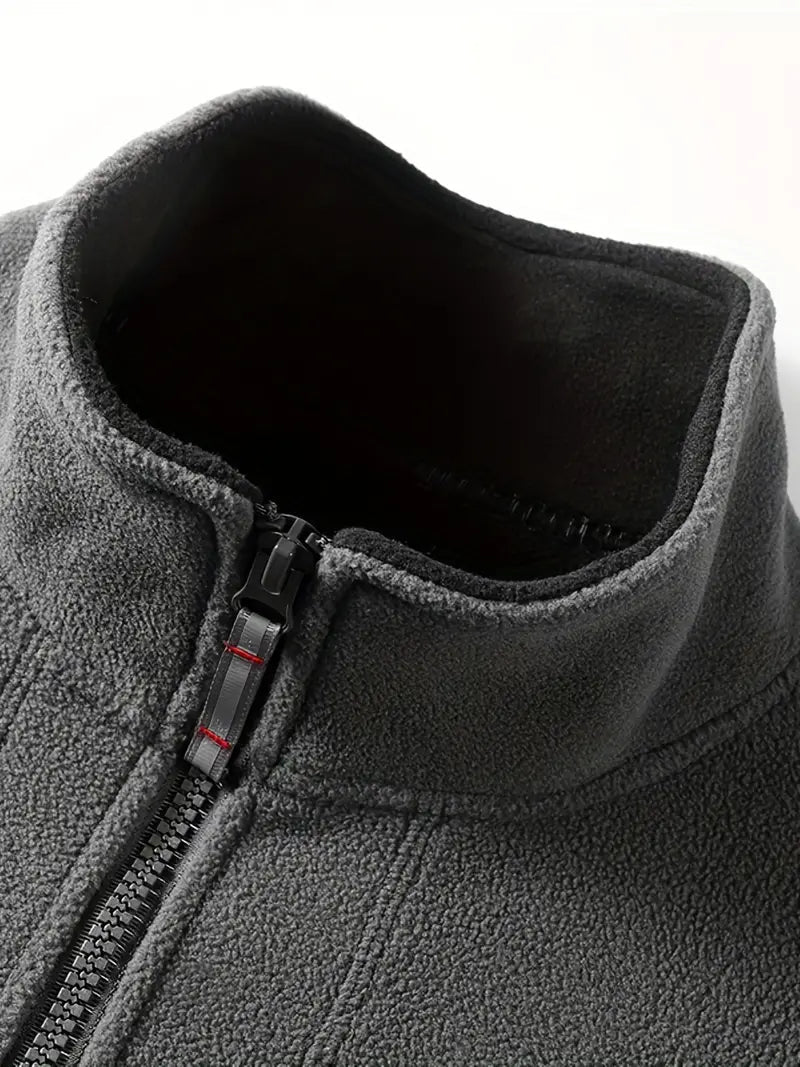 Men's Fleece Jacket with Full-Zip and Stand Collar