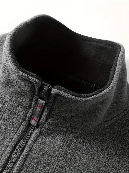 Men's Fleece Jacket with Full-Zip and Stand Collar