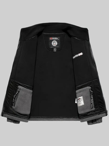 Men's Fleece Jacket with Full-Zip and Stand Collar