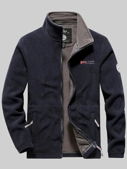 Men's Fleece Jacket with Full-Zip and Stand Collar