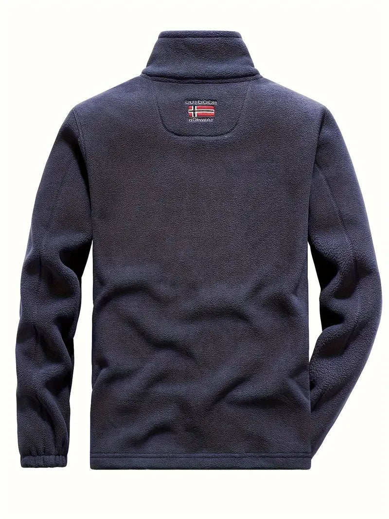 Men's Fleece Jacket with Full-Zip and Stand Collar