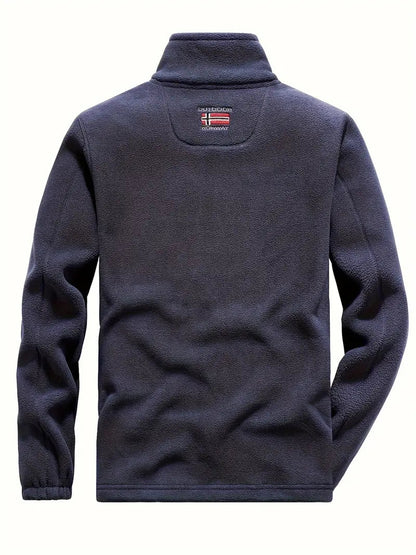 Men's Fleece Jacket with Full-Zip and Stand Collar