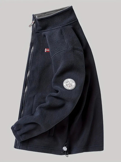 Men's Fleece Jacket with Full-Zip and Stand Collar