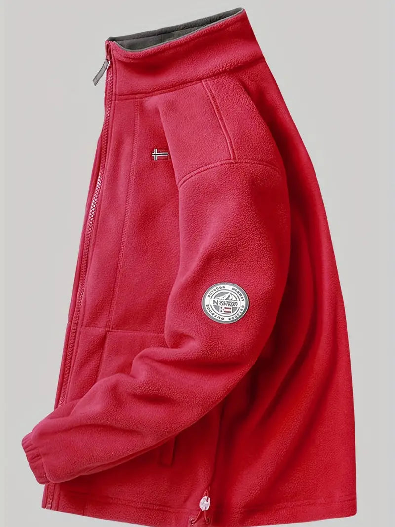 Men's Fleece Jacket with Full-Zip and Stand Collar