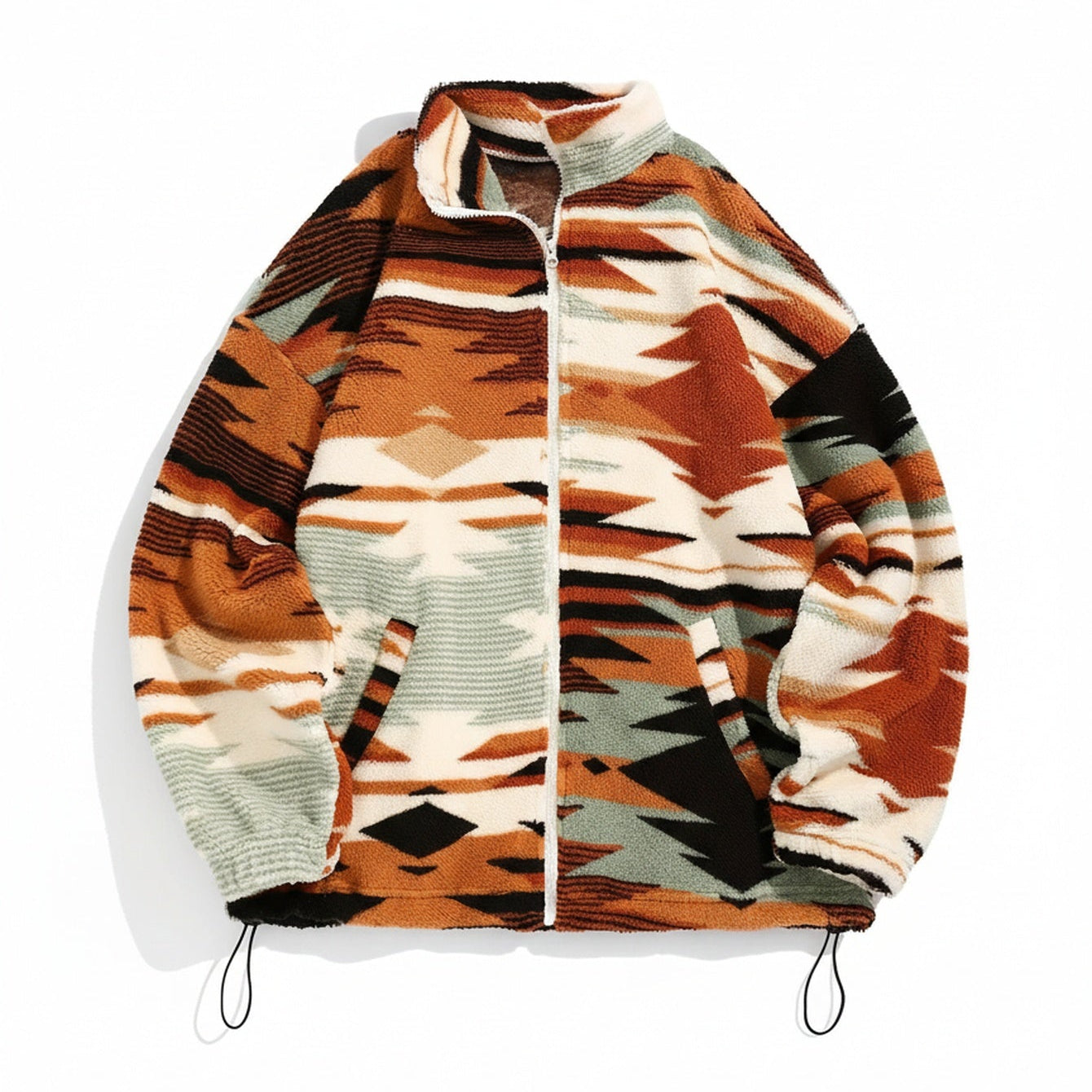 Men’s Jacket with Full Zip, Lined Design, All-Over Pattern, Adjustable Hem and Elastic Cuffs