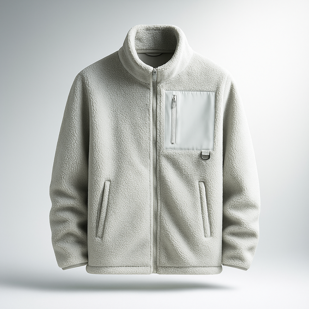 Men's Fleece Jacket with Stand Collar and Full Zip