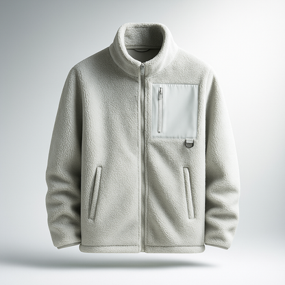 Men's Fleece Jacket with Stand Collar and Full Zip