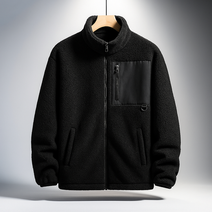 Men's Fleece Jacket with Stand Collar and Full Zip