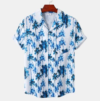 Men's Hawaiian Shirt with Short Sleeves and Chest Pocket