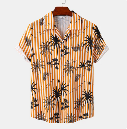 Men's Hawaiian Shirt with Short Sleeves and Chest Pocket