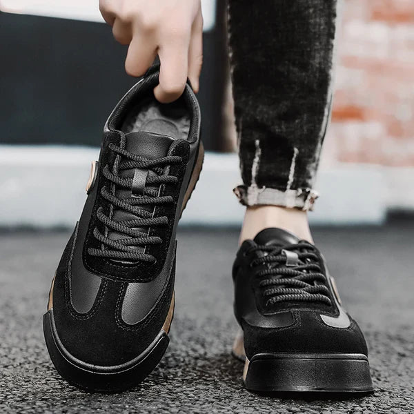 Men's Lace-Up Sneakers with Cushioned Ankle Collar and Rubber Outsole