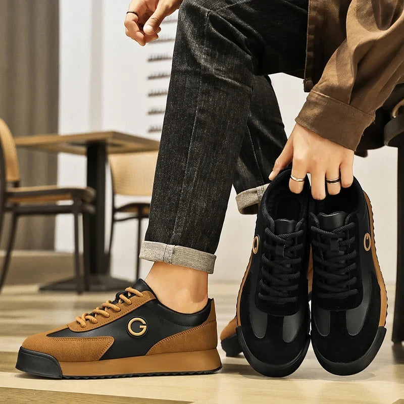 Men's Lace-Up Sneakers with Cushioned Ankle Collar and Rubber Outsole