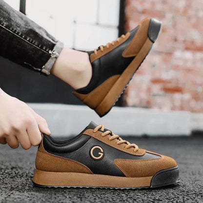 Men's Lace-Up Sneakers with Cushioned Ankle Collar and Rubber Outsole