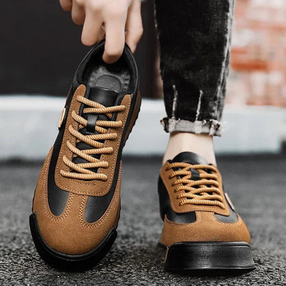 Men's Lace-Up Sneakers with Cushioned Ankle Collar and Rubber Outsole