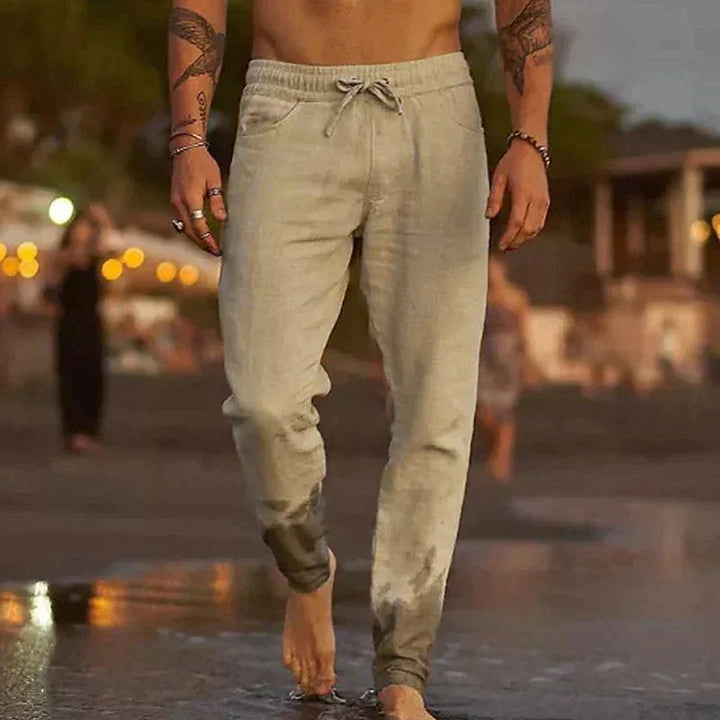 Men's Lightweight Drawstring Trousers with Elastic Waist