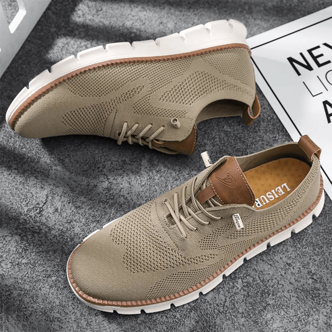 Men's Lightweight Lace-Up Sneakers with Round Toe