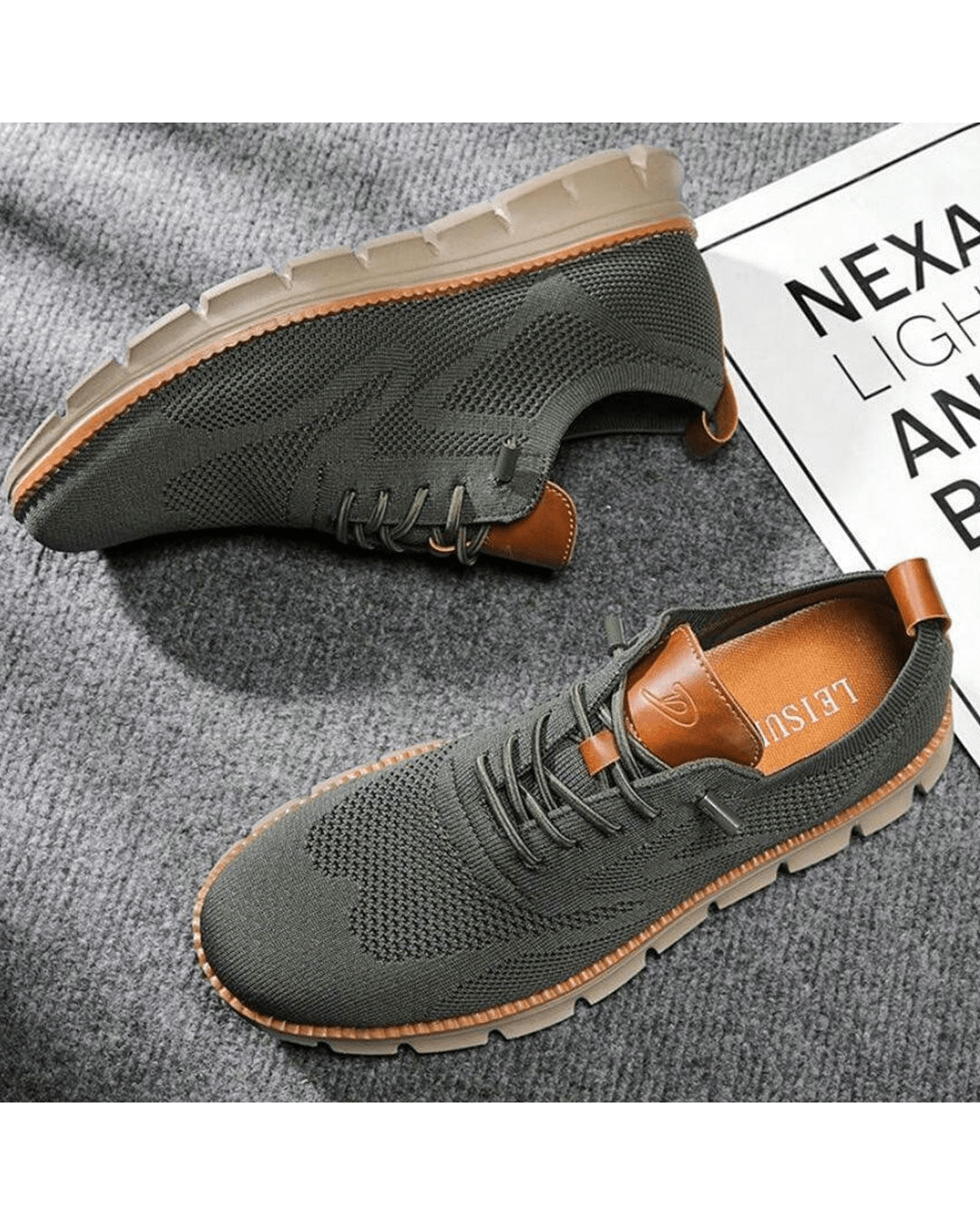 Men's Lightweight Lace-Up Sneakers with Round Toe