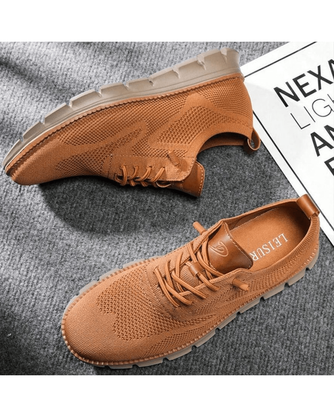 Men's Lightweight Lace-Up Sneakers with Round Toe