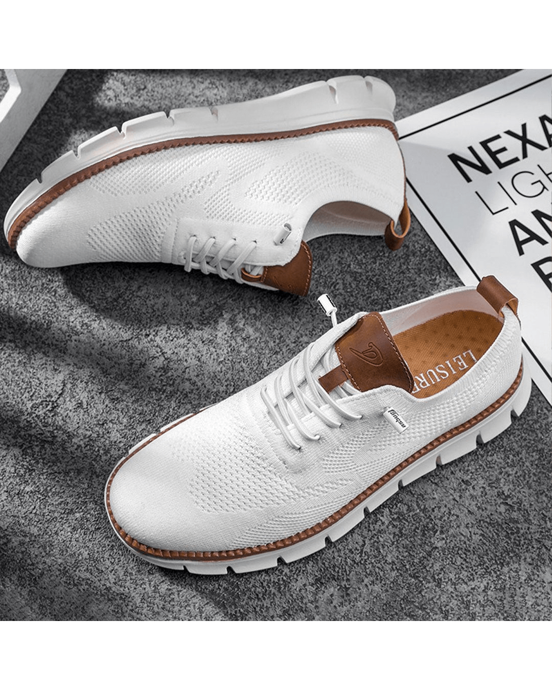 Men's Lightweight Lace-Up Sneakers with Round Toe