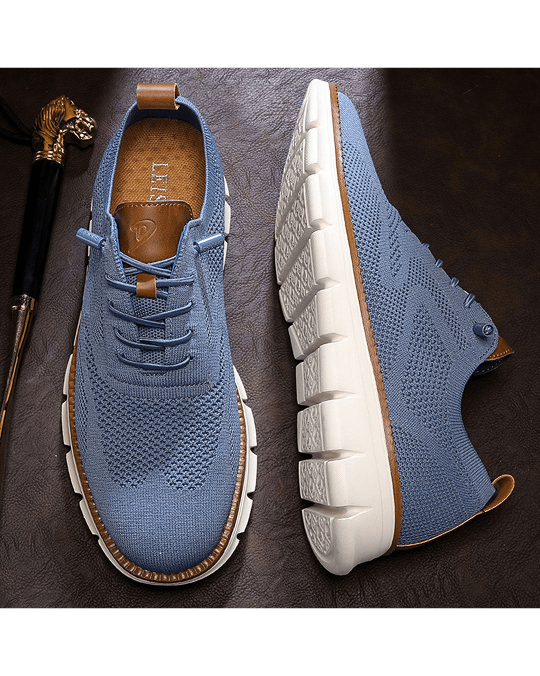 Men's Lightweight Lace-Up Sneakers with Round Toe