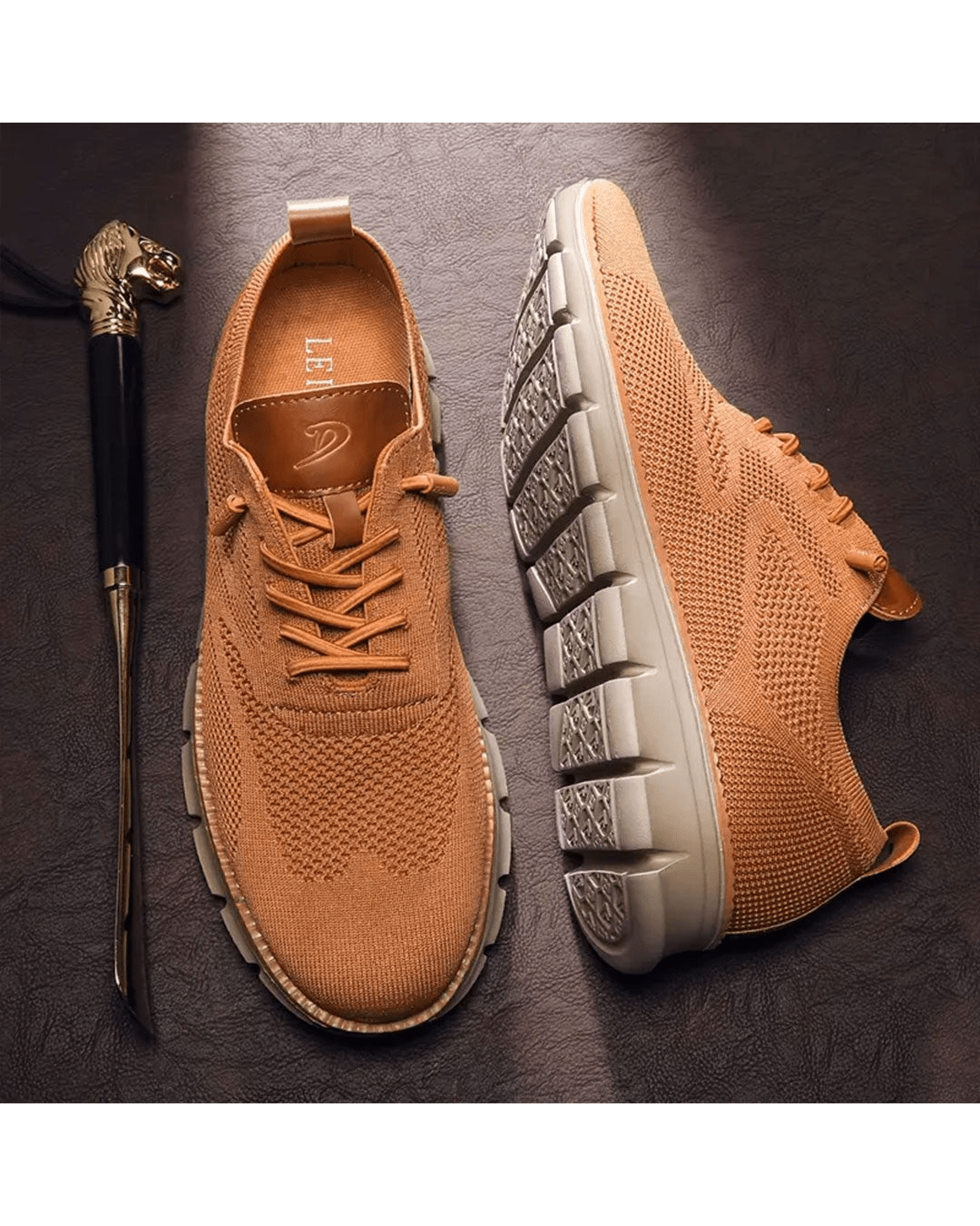 Men's Lightweight Lace-Up Sneakers with Round Toe