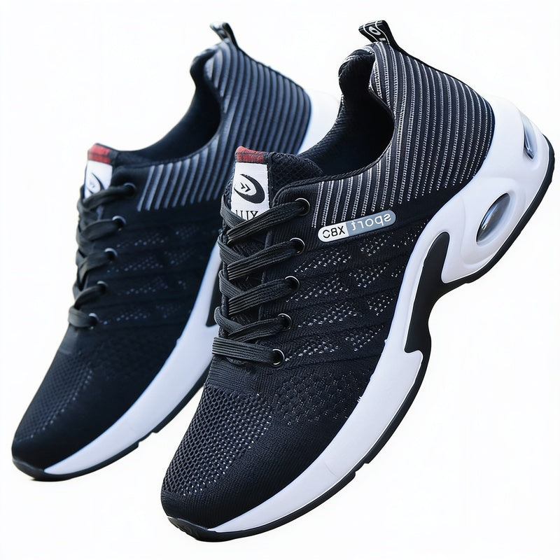 Men's Lightweight Mesh Sneakers with Air Cushion Sole and Lace-Up Closure