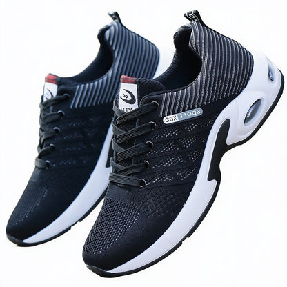 Men's Lightweight Mesh Sneakers with Air Cushion Sole and Lace-Up Closure