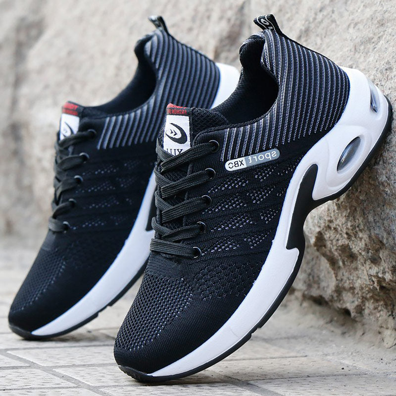 Men's Lightweight Mesh Sneakers with Air Cushion Sole and Lace-Up Closure
