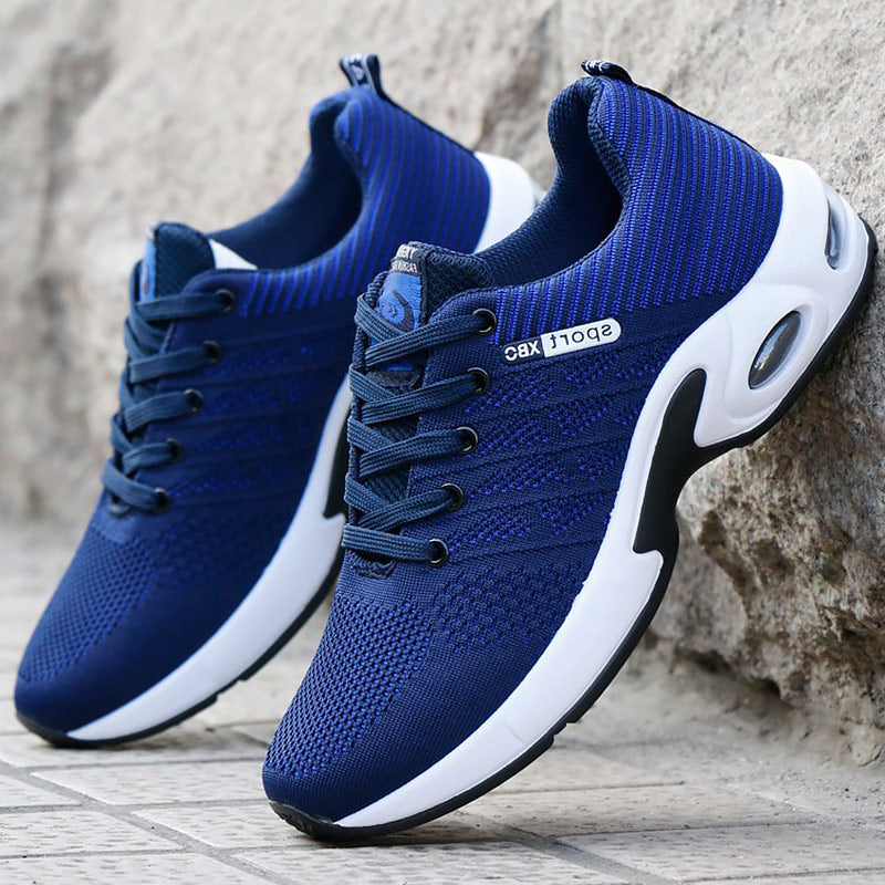 Men's Lightweight Mesh Sneakers with Air Cushion Sole and Lace-Up Closure