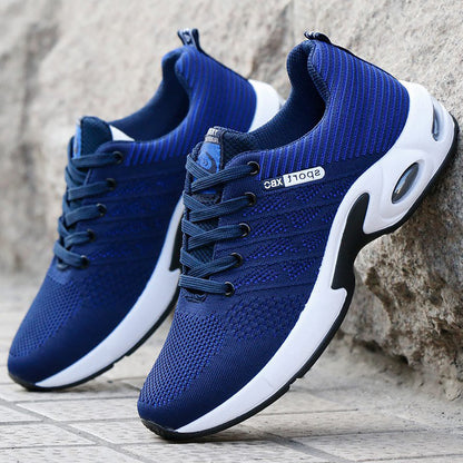 Men's Lightweight Mesh Sneakers with Air Cushion Sole and Lace-Up Closure