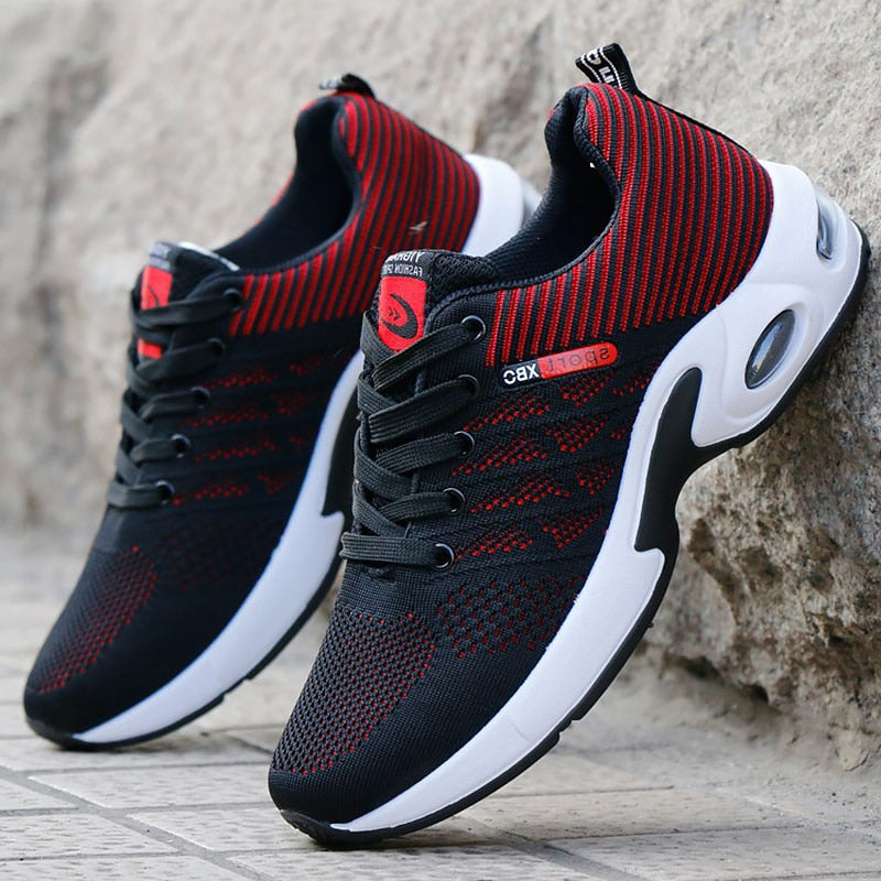 Men's Lightweight Mesh Sneakers with Air Cushion Sole and Lace-Up Closure