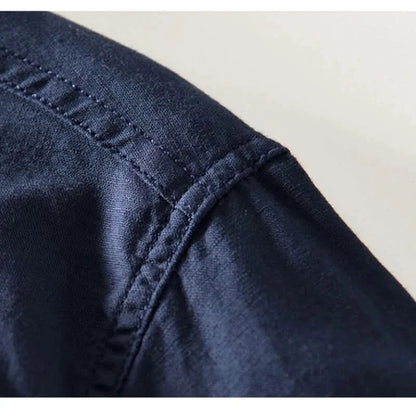 Men's Lightweight Shirt with Mandarin Collar and Half-Button Placket