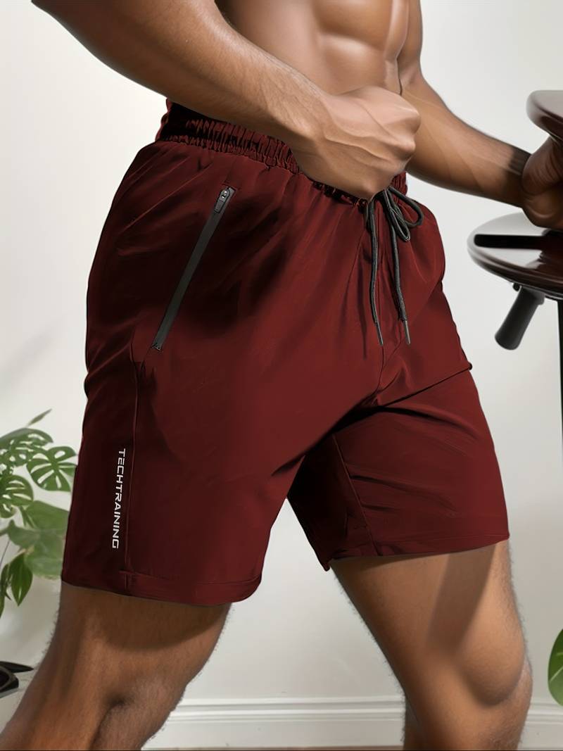Men's Lightweight Sport Shorts with Zip Pockets and Drawstring Waist