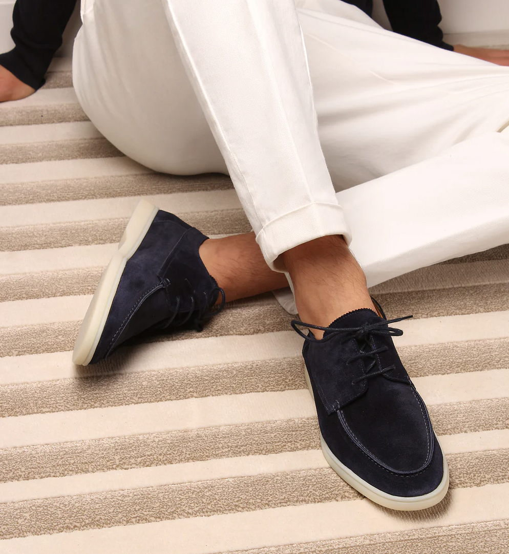 Men's Low-Profile Derby Shoes with Lace-Up Closure and Round Toe