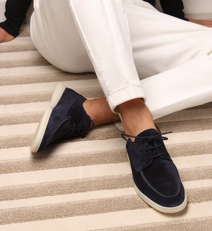 Men's Low-Profile Derby Shoes with Lace-Up Closure and Round Toe