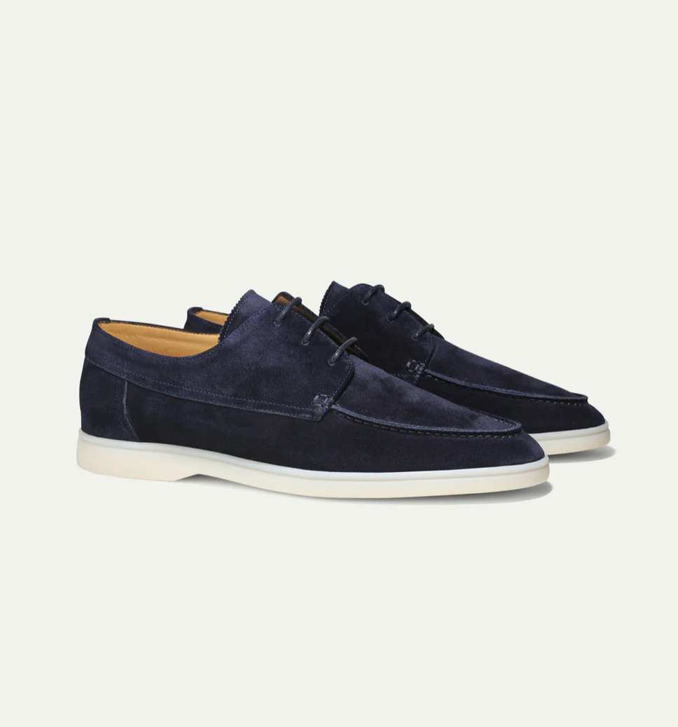 Men's Low-Profile Derby Shoes with Lace-Up Closure and Round Toe