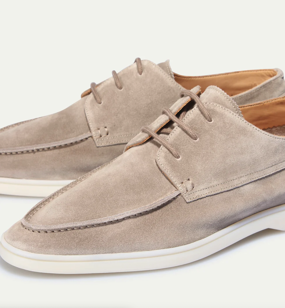 Men's Low-Profile Derby Shoes with Lace-Up Closure and Round Toe