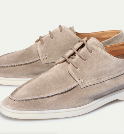 Men's Low-Profile Derby Shoes with Lace-Up Closure and Round Toe