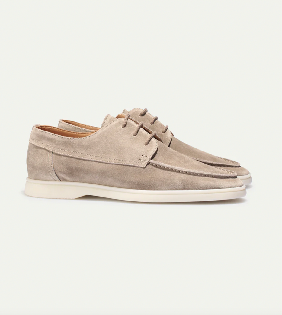 Men's Low-Profile Derby Shoes with Lace-Up Closure and Round Toe