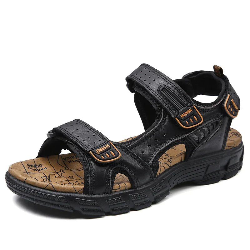 Men's Open-Toe Sandals with Triple Velcro Straps