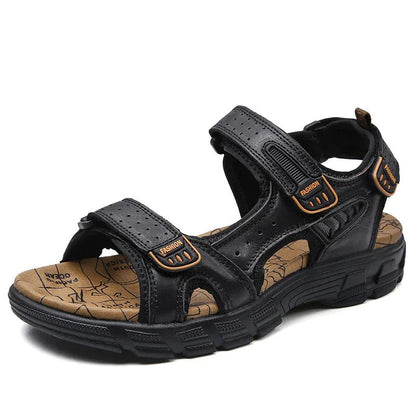 Men's Open-Toe Sandals with Triple Velcro Straps