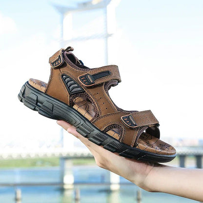 Men's Open-Toe Sandals with Triple Velcro Straps