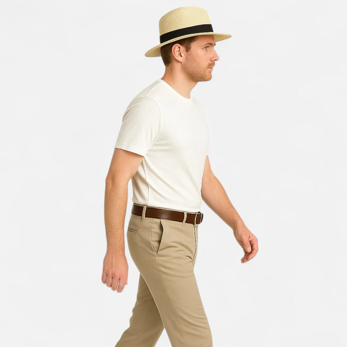 Men's Panama Hat with Wide Brim and Teardrop Crease
