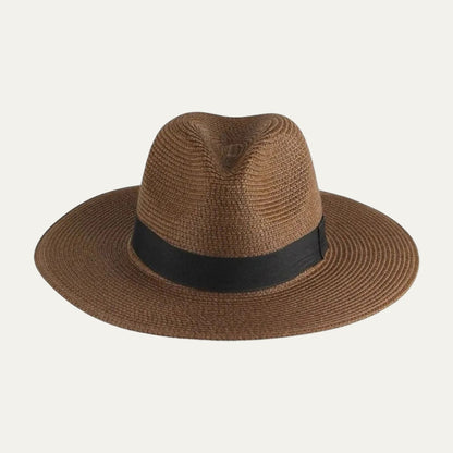 Men's Panama Hat with Wide Brim and Teardrop Crease