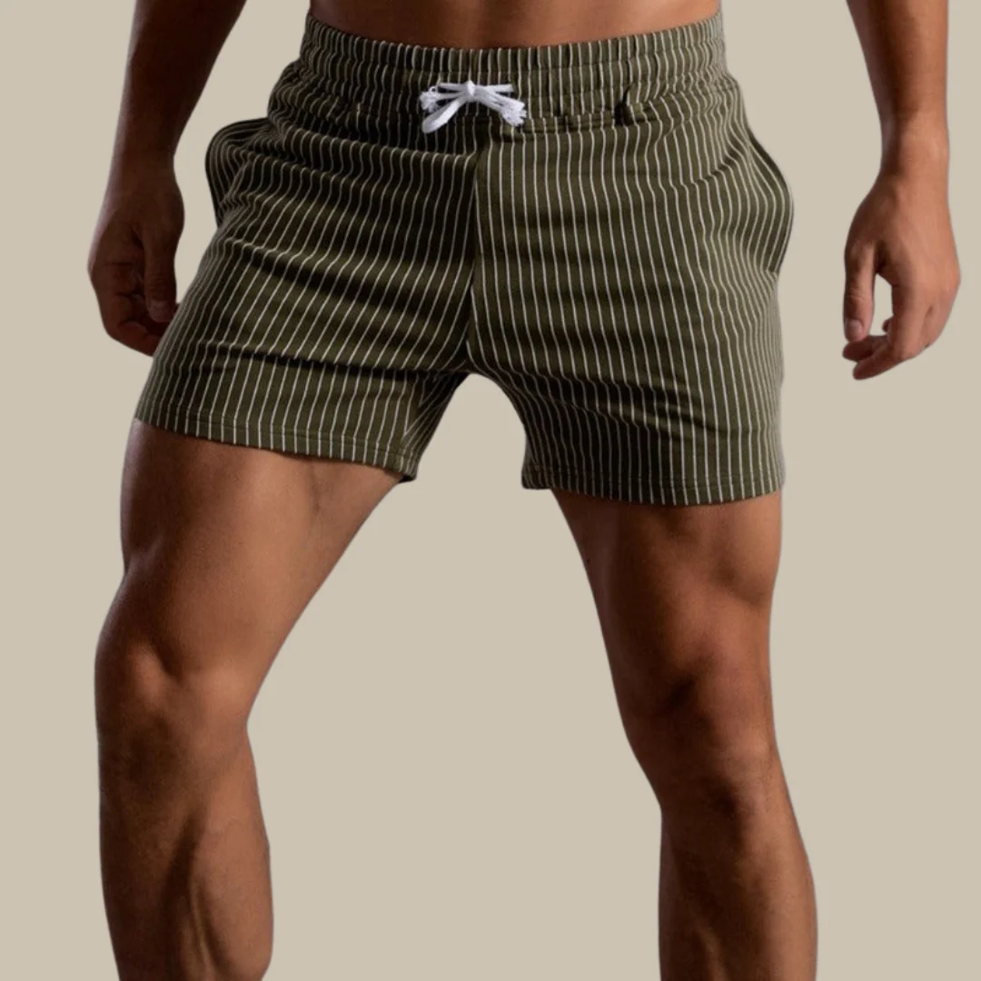 Men's Pinstripe Drawstring Shorts with Elastic Waistband