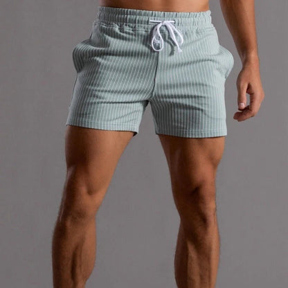 Men's Pinstripe Drawstring Shorts with Elastic Waistband