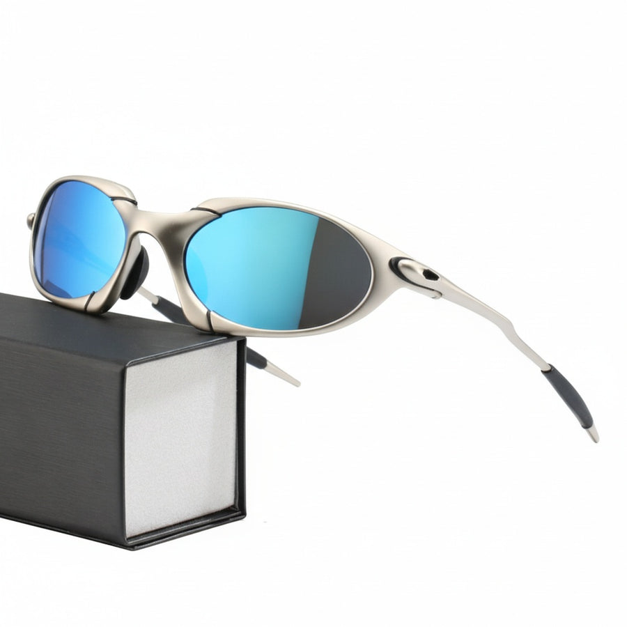 Men's Polarised Sport Sunglasses with Oval Lenses and Metal Frame